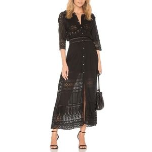 NWT LOVESHACKFANCY Beth Lace Cotton Maxi Dress in Black